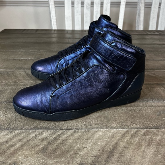 GUCCI Midnight Blue Nappa‎ Silk Leather High Top Sz 11 - Picture 1 of 5